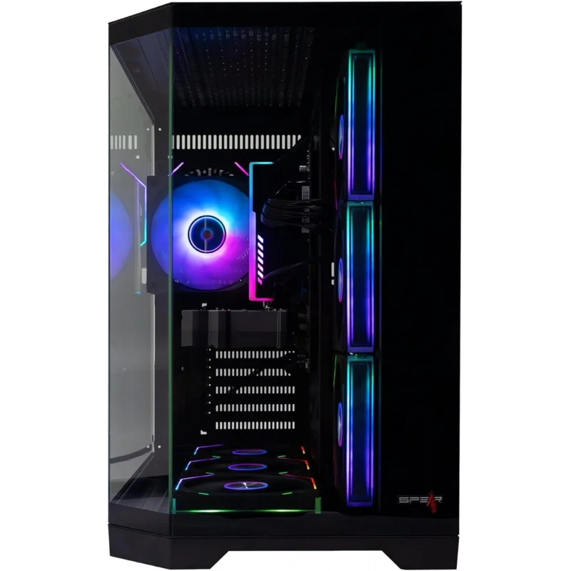 Gaming Desktop Computer,  i5-14400F, RTX 3050 8GB, 32GB DDR5 RAM, 1TB NVMe SSD, RGB Case with 7 Fans, Windows 11 Pro (Black)