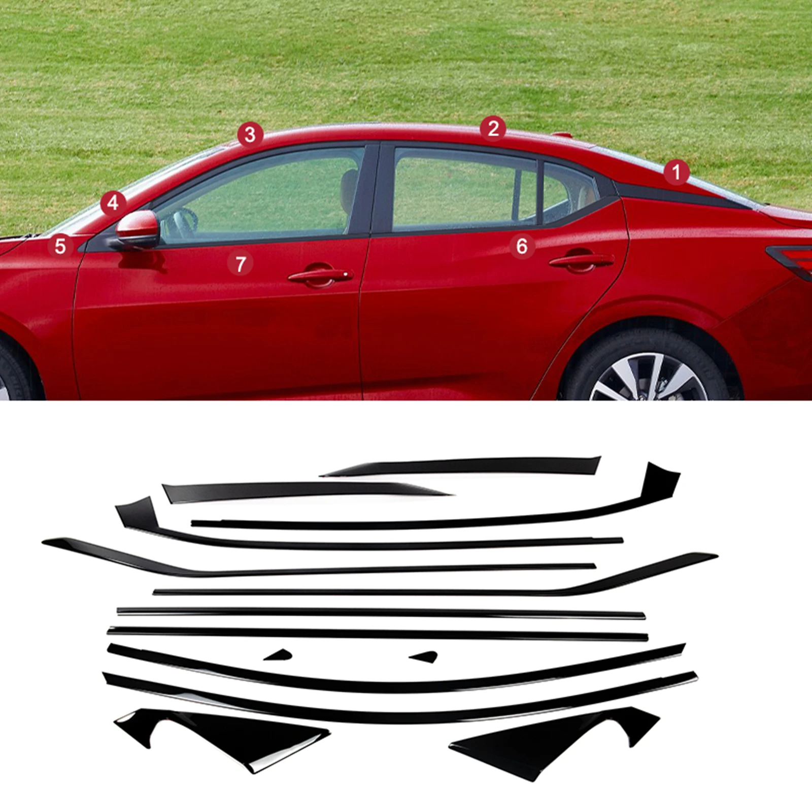 

Window Frame Strip Trim Cover Sticker For Nissan Sentra 2019 2020 2021 2022 2023 2024 2025