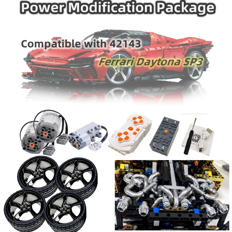 Painting Engine Modification Set APP Remote Control Motor LED Light  Accessorie Compatible With LEGO 42143 SP3 Building Blocks