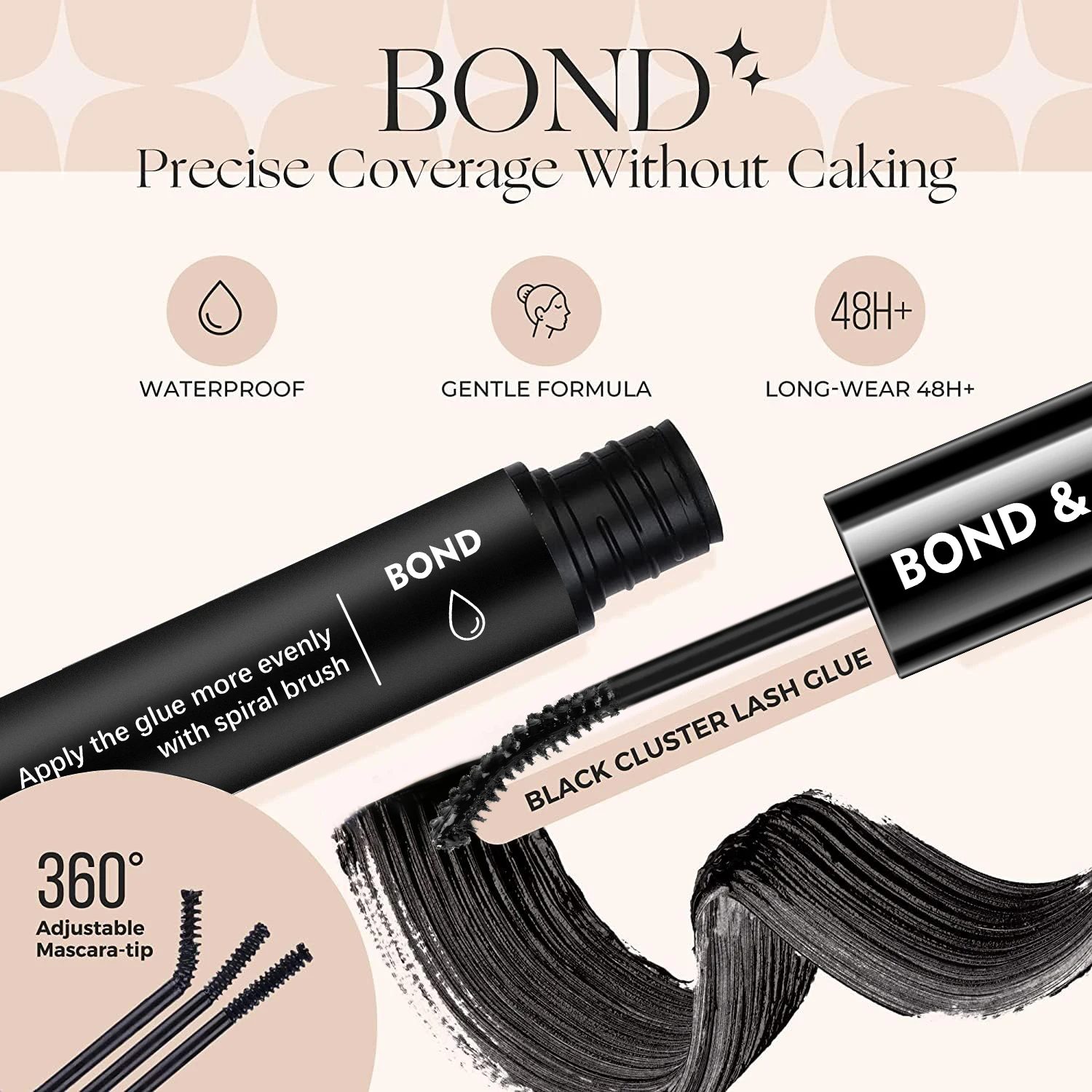 VIAVOGUE Black Cluster Eyelash Adhesive DIY Segmented Lash Lifting Glue Waterproof Sweatproof Eye Makeup Base Makeup Cosmetic
