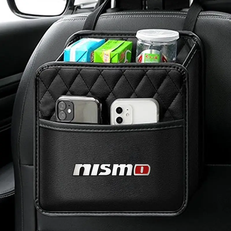 Car Seat Back tissue Box Auto Sunshade Armrest Box Paper Bag For Nismo Logo Emblem R34 GTR Nissan Tiida Sylphy Teana X Trail