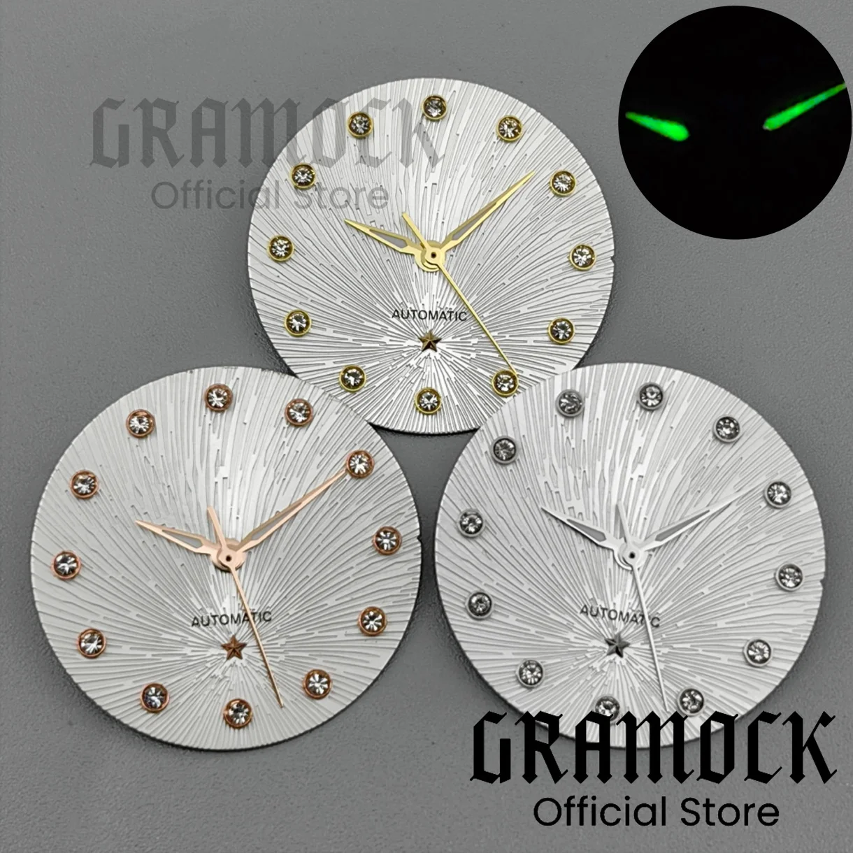 GRAMOCK NH05 Silver/Gun/Gold/Rose Gold Watch Hand Luminous Watch Needles For 24.5MM Dial NH05 NH06 Movement Lady's Watch Parts