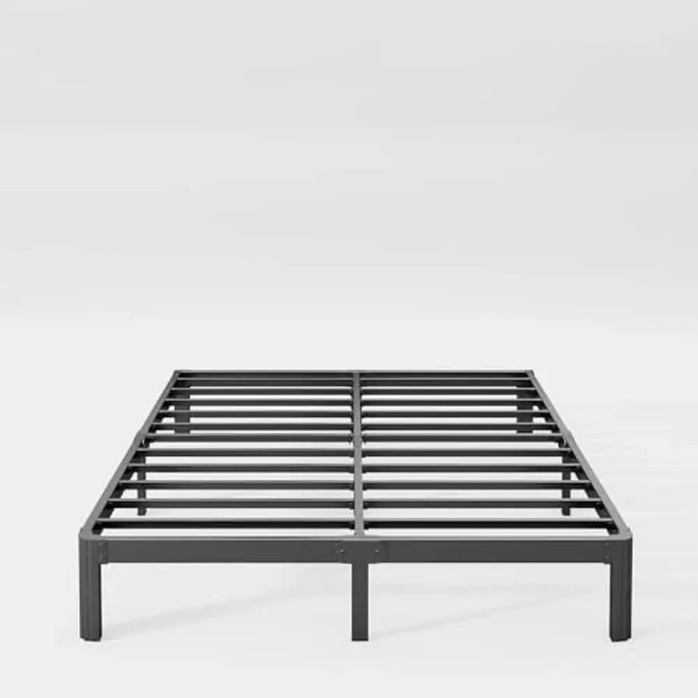 

10" Heavy Duty Metal Platform Bed Frame Queen Size Rounded Corners Assembly-Free Mattress Support No Squeak Black Lacquered