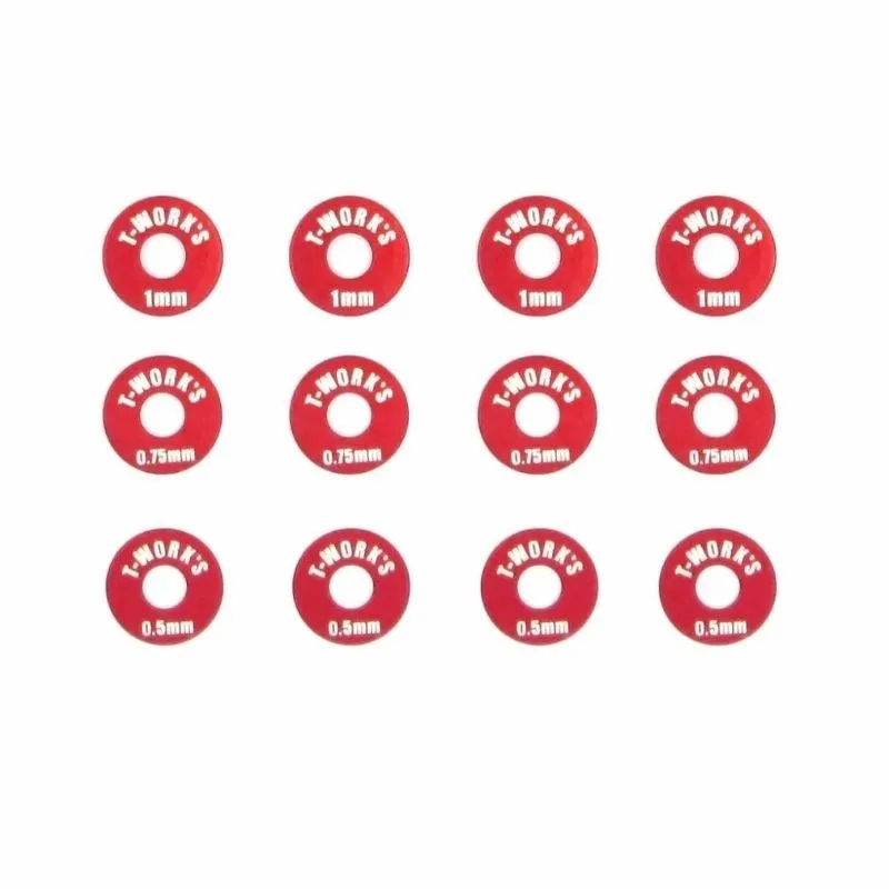 Original T Works TA-030 Aluminum Wheel Shim Sets 0.5, 0.75, 1mm each 4 pcs Rc Tool