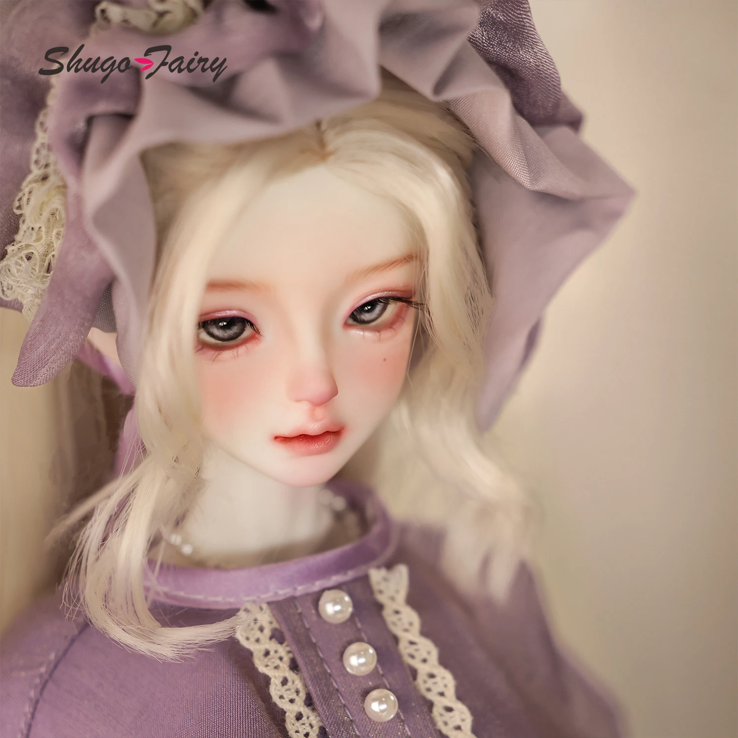 Sadie 1/4 muñeca articulada de bola Sadie Fullset B Bariy pecho grande BJD púrpura vestido de pastel de Lolita con sombrero Shugafairy elegante mujer