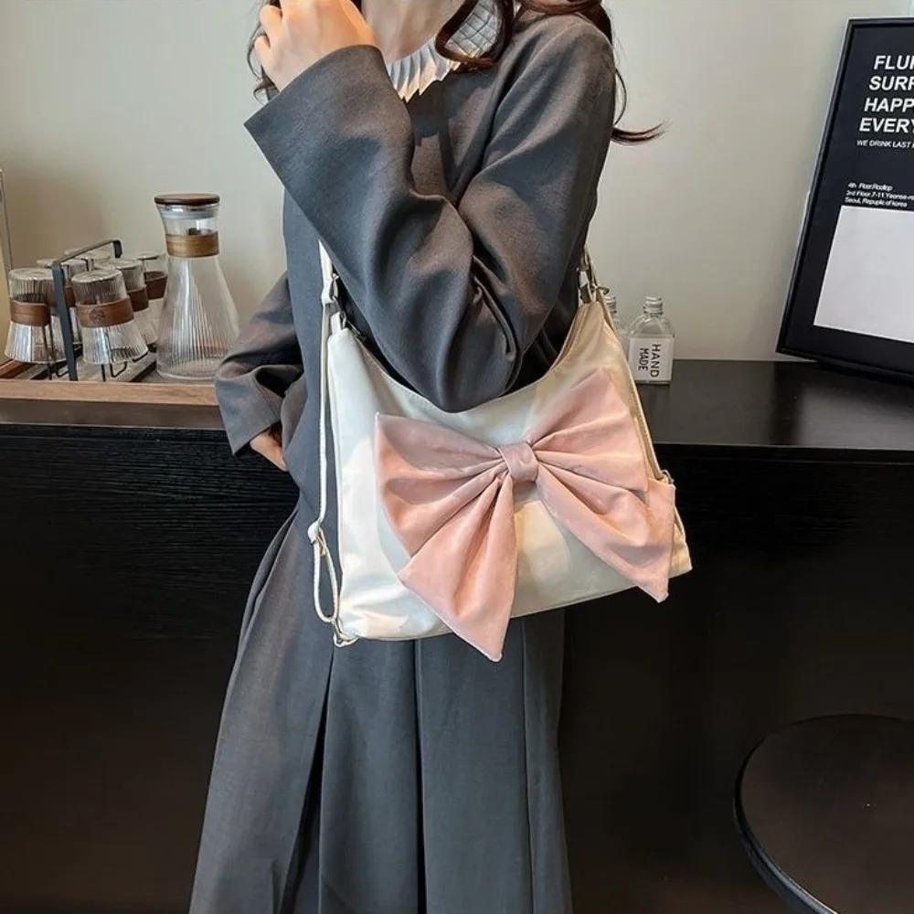 

Portable Sweet Bow Shoulder Bag Y2K Commuting Large Capacity Handbag Mommy Bag Underarm Bag PU Backpack Outdoor