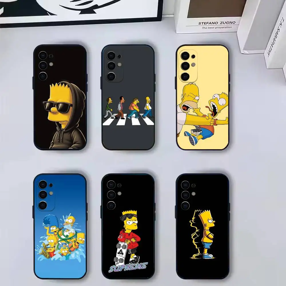 Funda de teléfono S-Simpsons para Samsung S 25,24,23,22,30,21,10,9,Ultra,Plus,Lite,FE,4,5 G, funda negra suave
