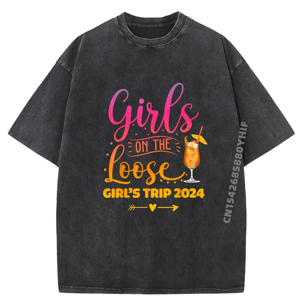 

Girls On The Loose Tie Dye Girls Weekend Trip Симпатичная футболка большого размера Винтажный дизайн Промытая рубашка для мужчин