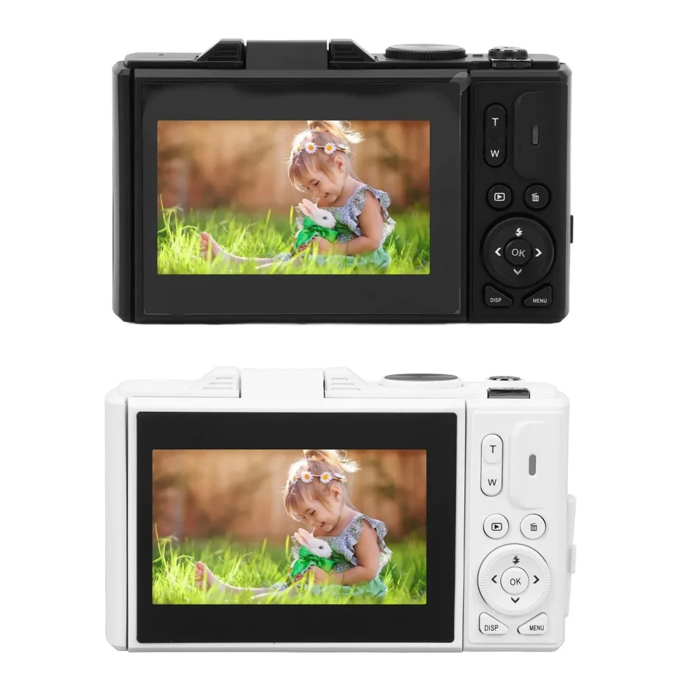Nuova fotocamera per principianti Flip screen da 3 pollici WIFI Beauty Fotocamera digitale ad alta definizione con registrazione 5K da 75 Megapixel e zoom 18x