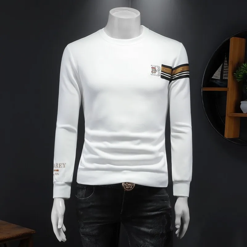 

Мужская модная толстовка с вышивкой, повседневная, свободного кроя, из смесового хлопка и полиэстера, для осени и весны