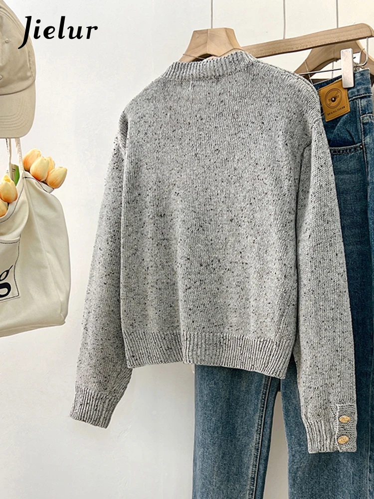 Jielur Autumn New Casual Loose Women Cardigan Simple Basic Fashion Cardigan Woman O-Neck Street Chicly Knit Sweaters Female