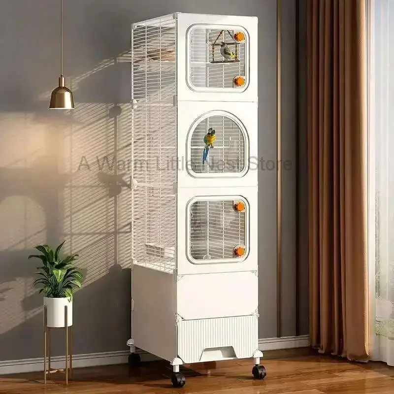 

Bird Cage Transparent Splash-proof Bold Encryption Home Large Parrot Special Ecological Horizontal Silk Luxury Villa Parrot Cage