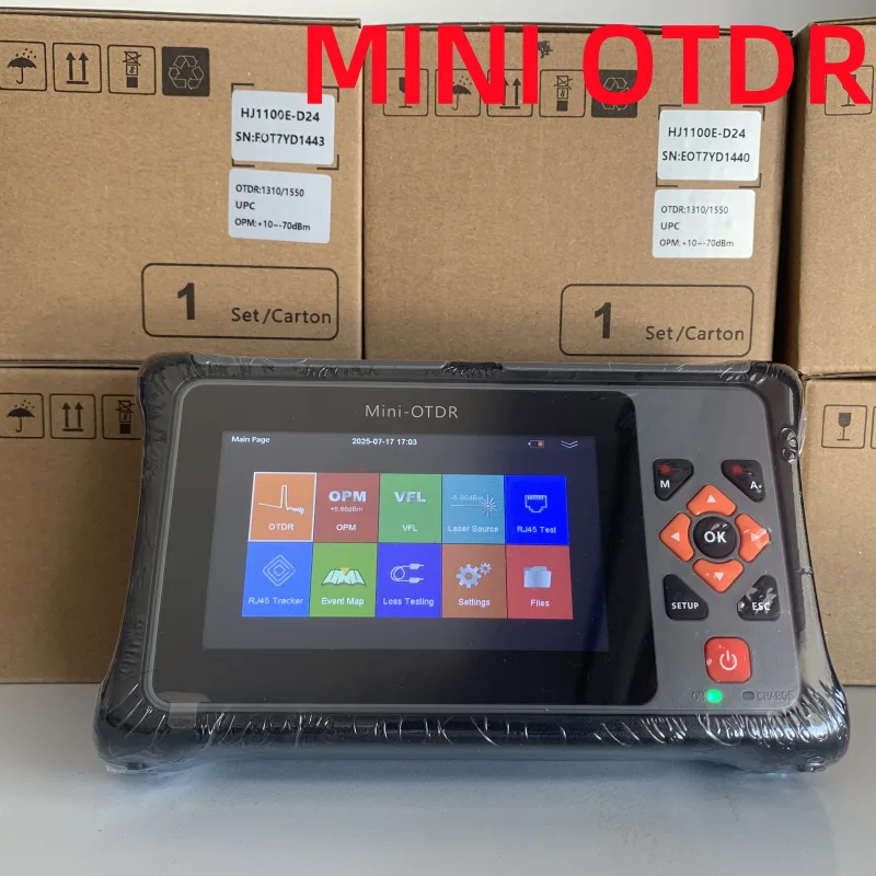 

OTDR With Active Fiber test 90km 24/22dB 1310/1550/1610nm Optic Fiber Reflect with VFL OPM RJ45 Tracker Event Map PDF Report