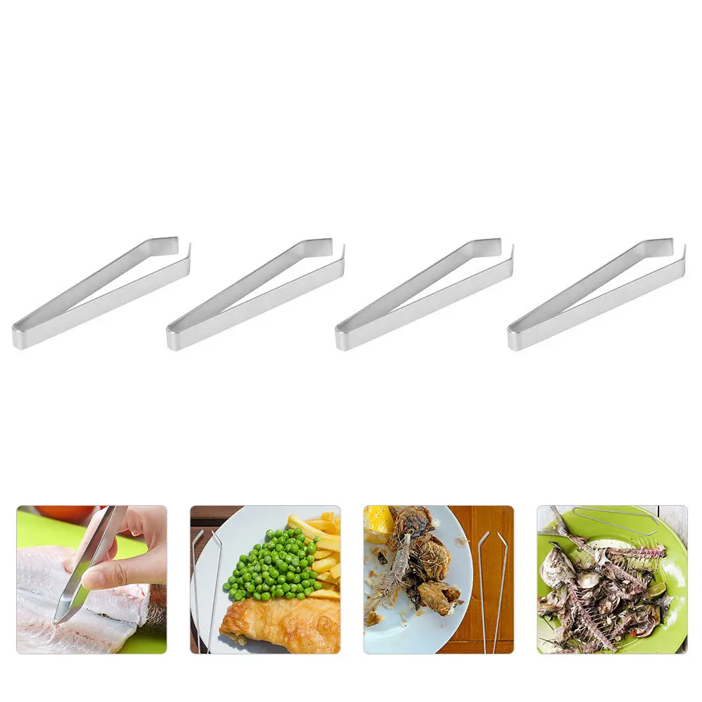

4Pcs Fish Bone Tweezers Manual Stainless Steel Precision Cooking Tweezers Removal Tool Fish Bone Pincer Kitchen Pliers