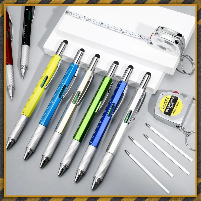 Multifunctional Pen Giftset Includes Tape Measure, 6-In-1 Practical Pen, Suitable For Men's Birthday Party Favors, 24PCS Durable