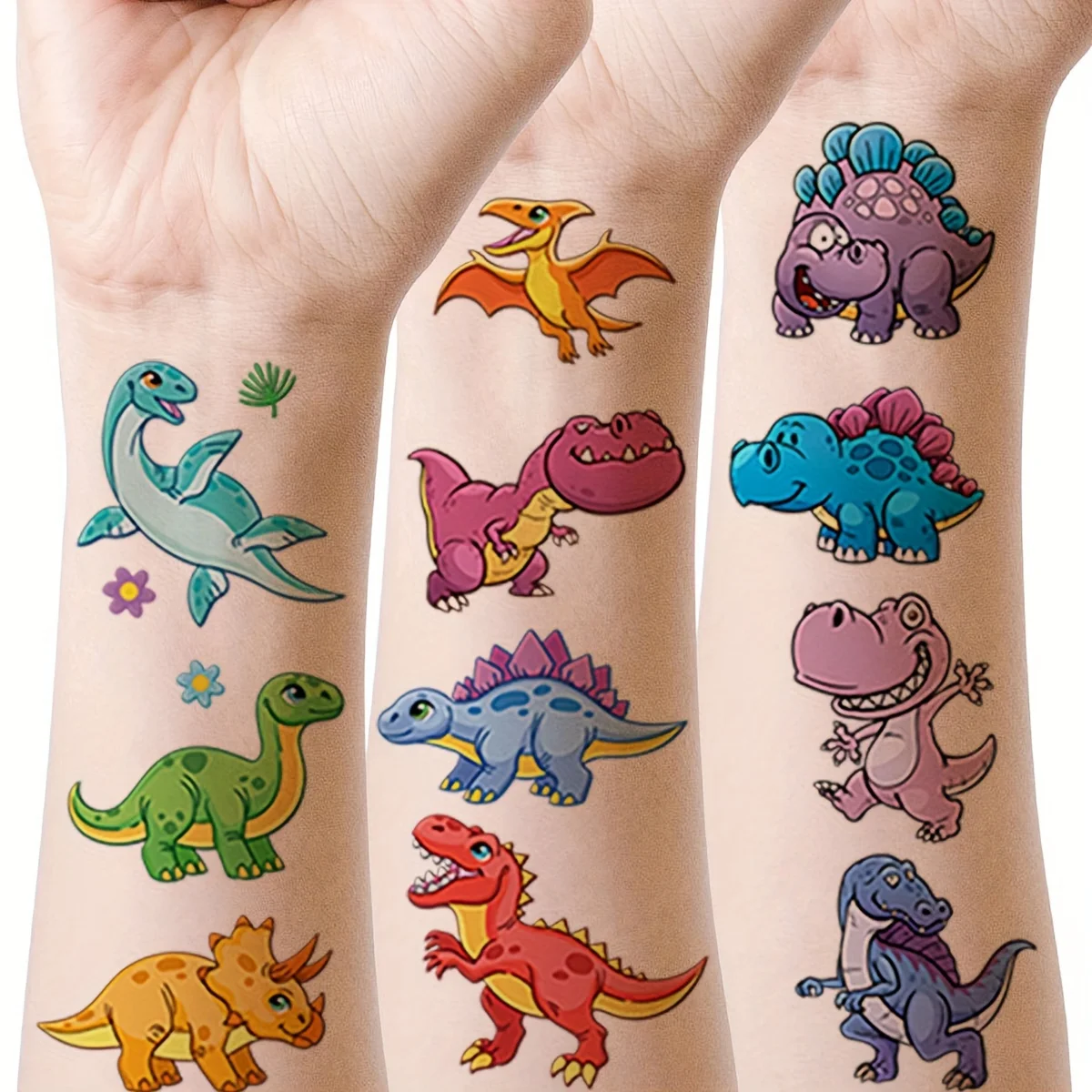 10 sheets Cartoon Dinosaur Tattoo Stickers,Temporary Tattoo for Kids,Dinosaur Party Favors,Jungle Dinosaur Party Decor Supplies