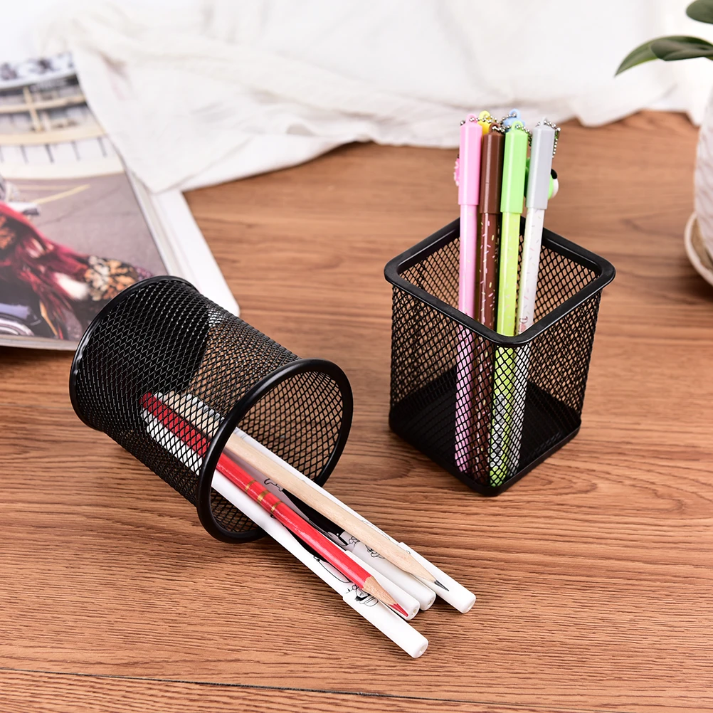 1pcs Pen Holders Black Metal Stand Mesh Style Pen Pencil Ruler Holder Desk Organizer Storage Office accessories