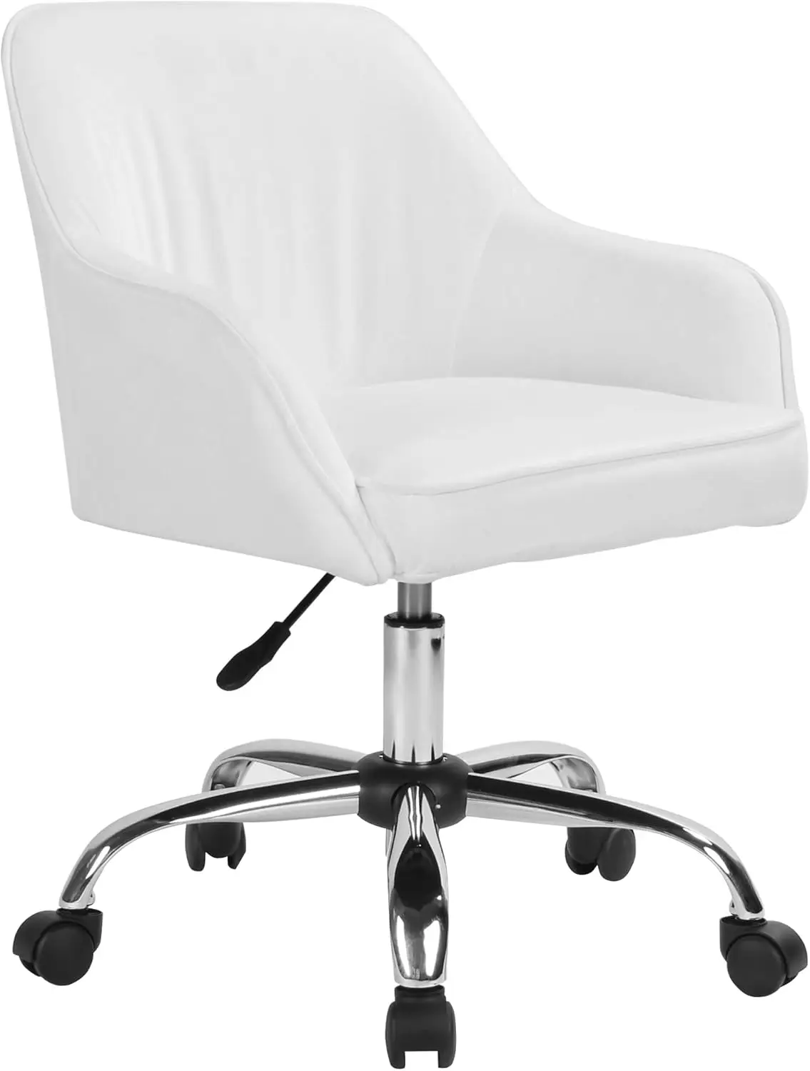 

Velvet-Padded White Chair with Lumbar Support Nora Collection Mid-Back, 360 Swivel, Adjustable Height Modern Office Desk seat