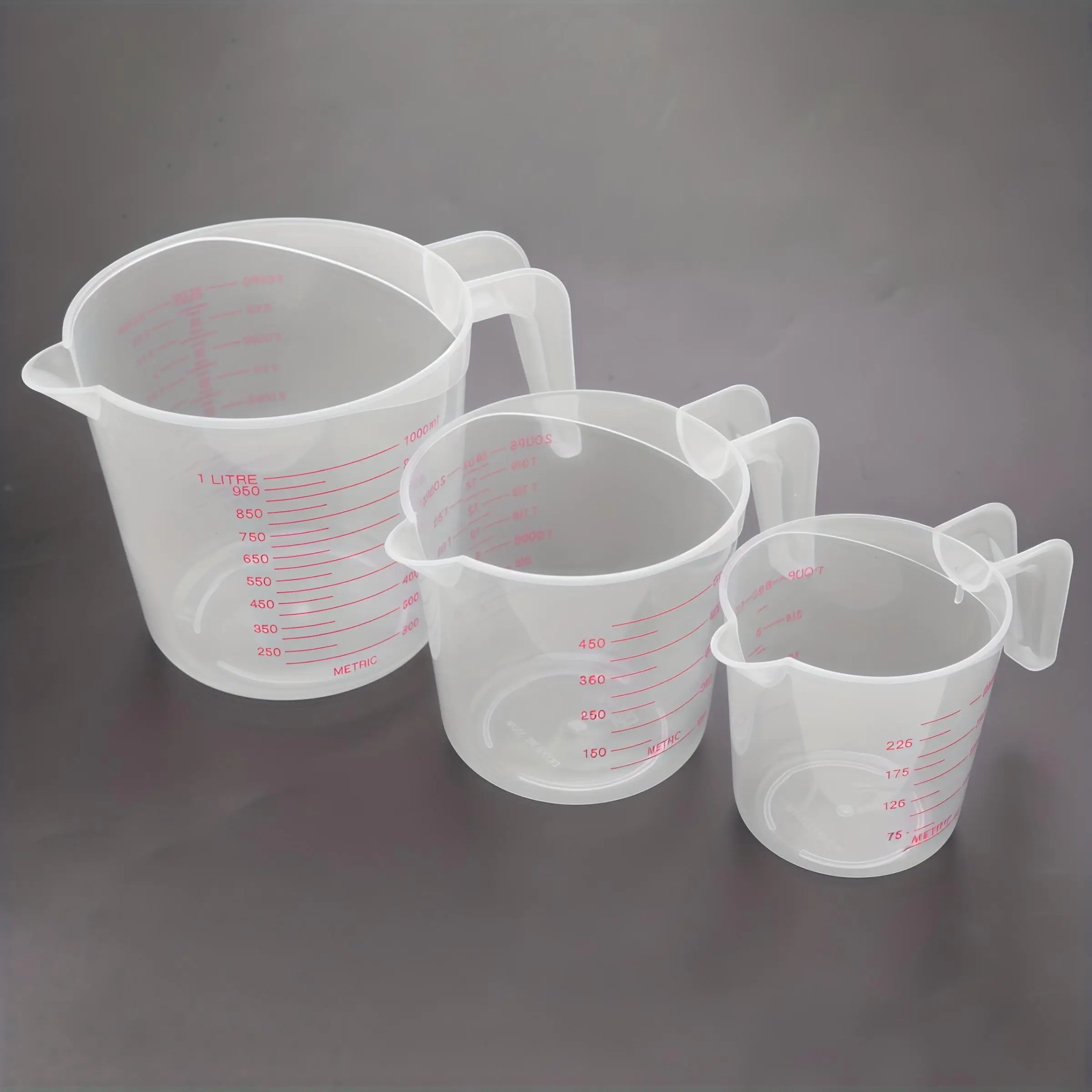 3-piece set of 250/500/1000ml baking measuring cups, suitable for kitchen and baking, plastic graduated measuring cups, kitchen