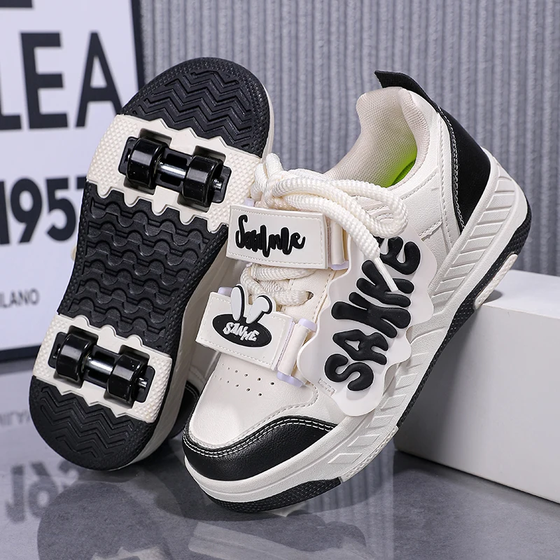 

Kids' Heelys 2025 Fall & Winter New: Girls' Invisible 2-Wheel Skates, Boys' White Roller Shoes