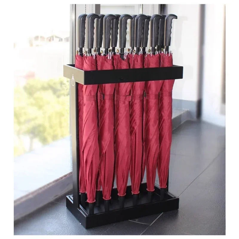 Office Building Lobby Parasol Holder Iron Art Baking Paint Umbrella Stand Grid Design Cane Holder Drain Chassis Parasol Rack