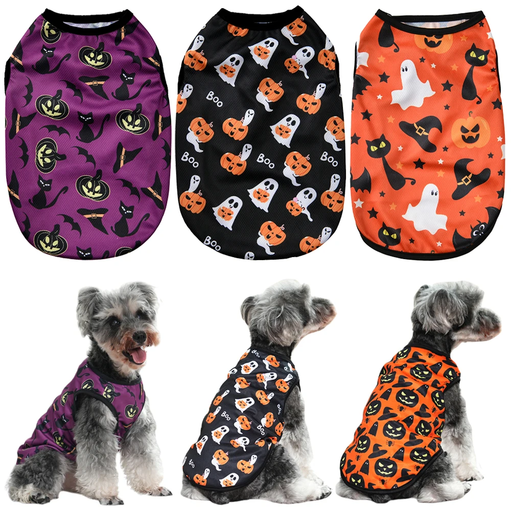 【セール中】小型犬用ハロウィン服,カボチャ,コウモリのプリント,子犬のコスチューム,軽くて柔らかい猫のスウェットシャツ,お祭りのペットの衣装,パグ用品