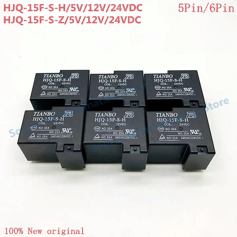 

10Pcs HJQ-15F-S-H/Z 5/12/24VDC 5Pin/6Pin 30A Power Relay, for Home Appliance & Industrial Control