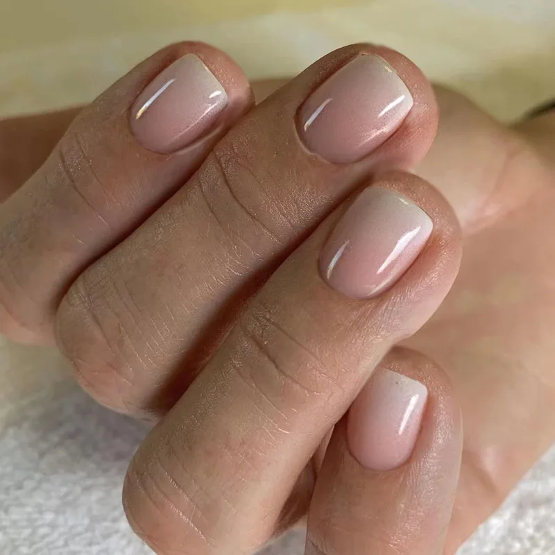 Press On Nails White French Square Set Reusable False Nail Tips_voghion.com