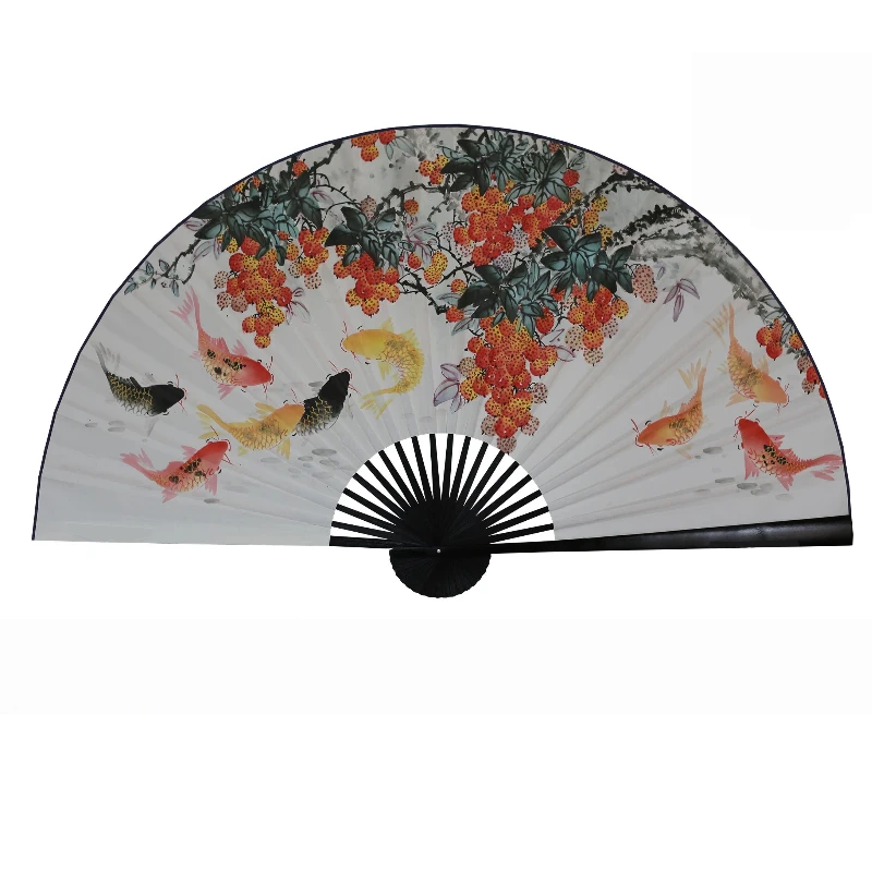 Background Wall Decoration Large Hanging Fan Craftsmanship Large Fan Large Painting Fan National Living Room Decorative Fan
