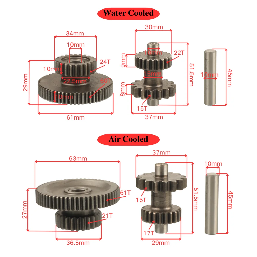 Motorcycle Starter Idler Reduction Dual Gear for Zongshen CB250 250cc Water Cooled / Air Cooled Engine ATV Quad Dirt Bike Parts