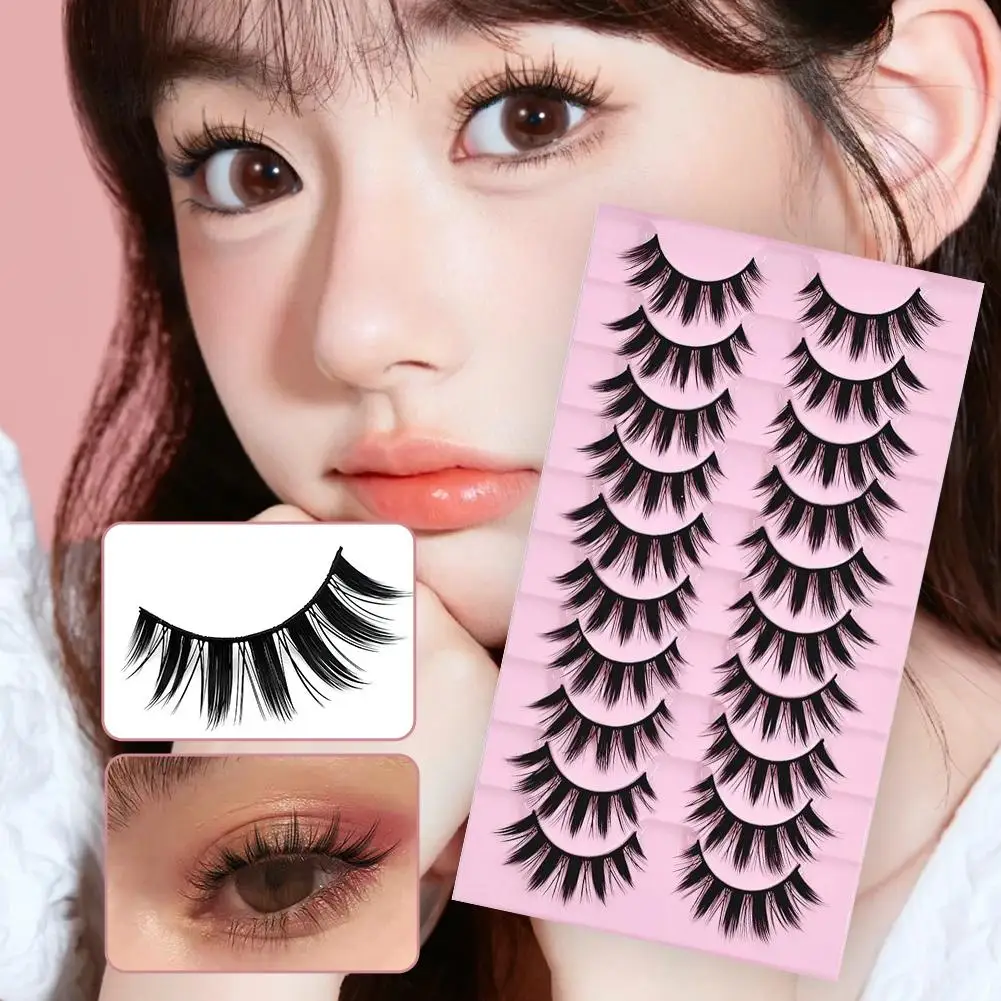 Grote Capaciteit 10 Pairs Dikke Valse Wimpers Dramatische Uitbreiding Faux Wimper 3D Cosmetica Nep Nertsen Cils Make Dikke Lash G8C0