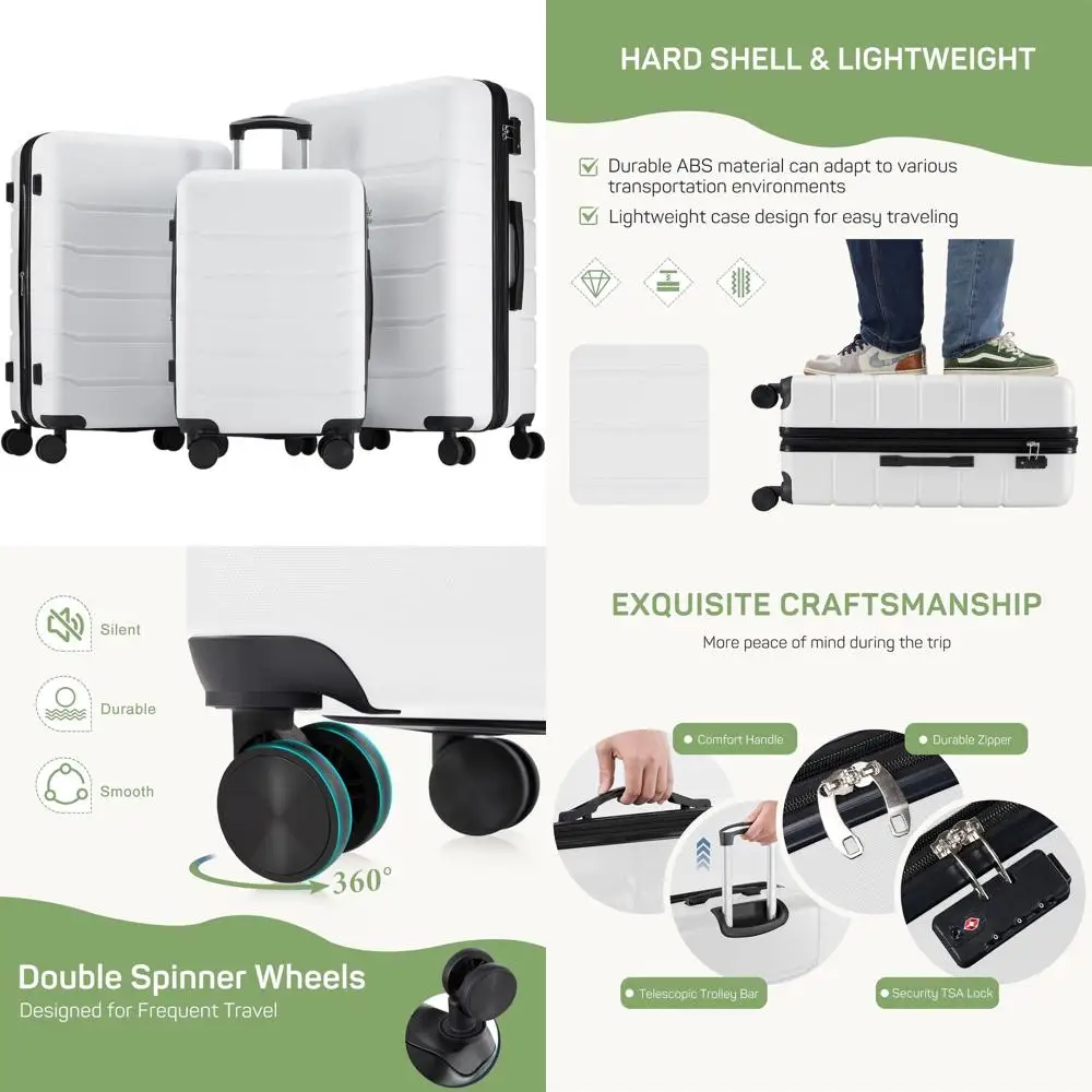 

Expandable Hard Shell Spinner Luggage Set, Lightweight TSA Lock Suitcases, 20/24/28 Inch White