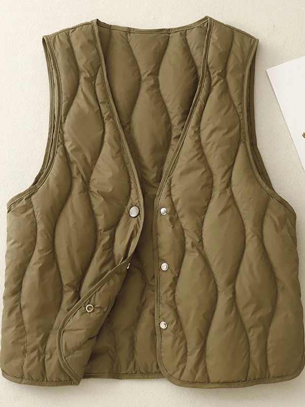 Calor aprimorado v-ne down jaet colete camada base desgaste interno coleção de inverno comprimento regular fechamento de botão único