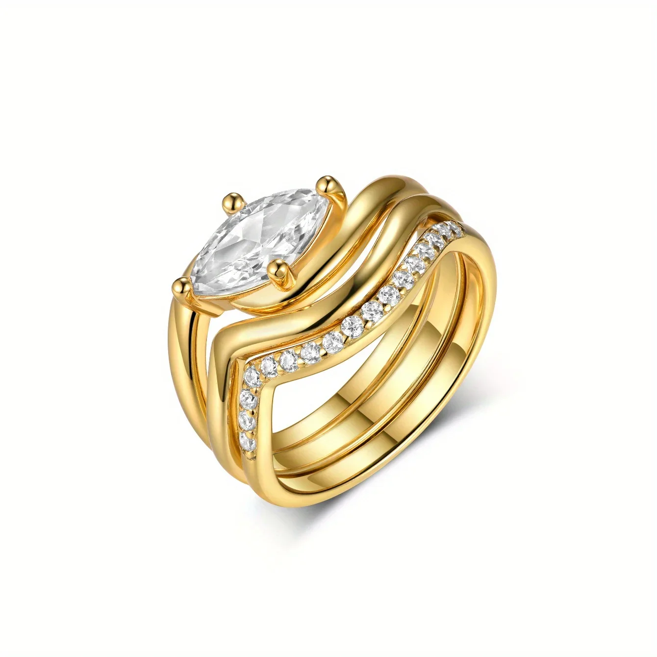 

3 шт., стерлинговое серебро S925, 1 карат, набор колец с муассанитом маркизы, ювелирные изделия, подходящие для подарка на годовщину