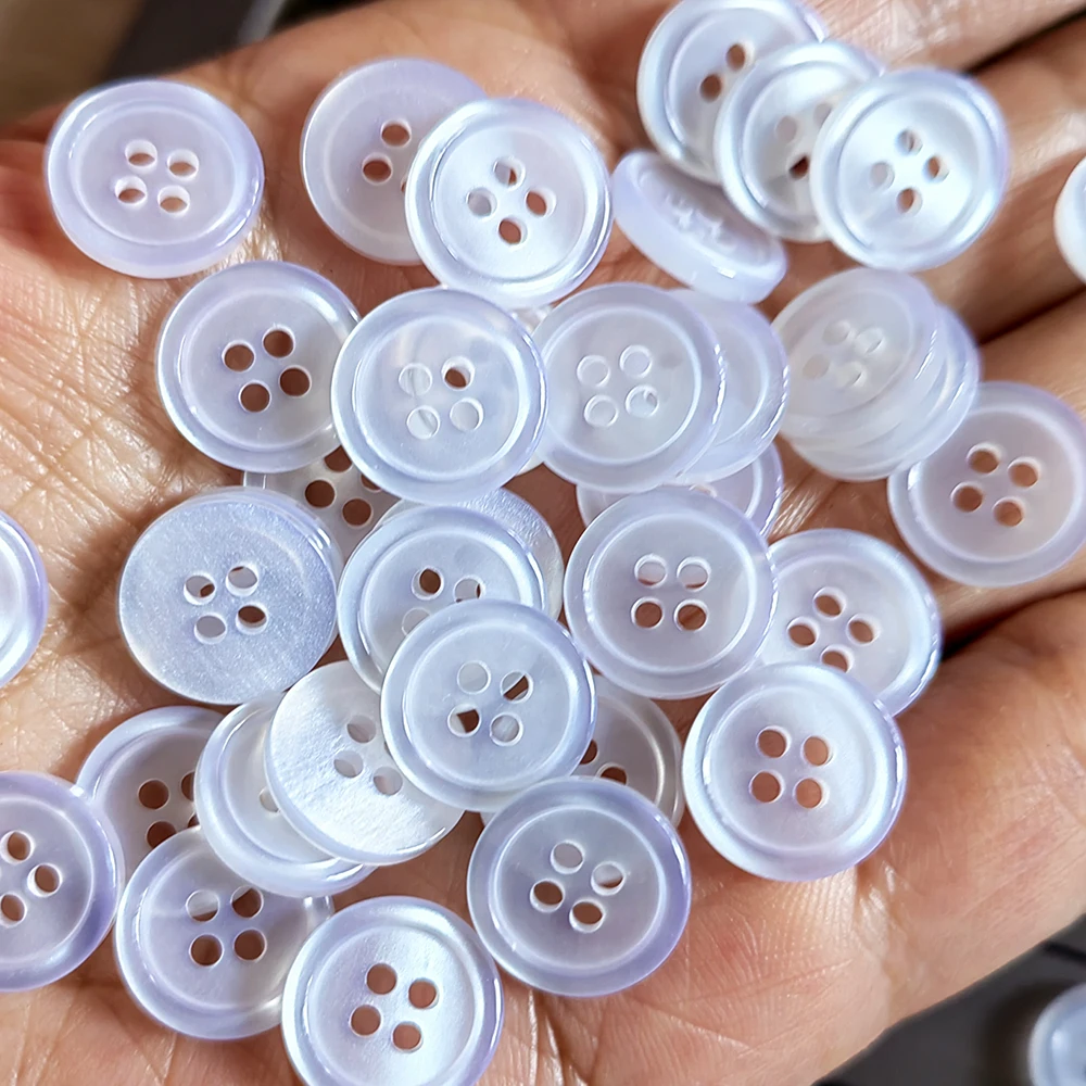 Niucky 11mm / 10mm / 8.5mm 4 holes Thin Edge Classic Shirt Buttons for Sewing Basic Resin Clothing Buttons Supplies R0201-010