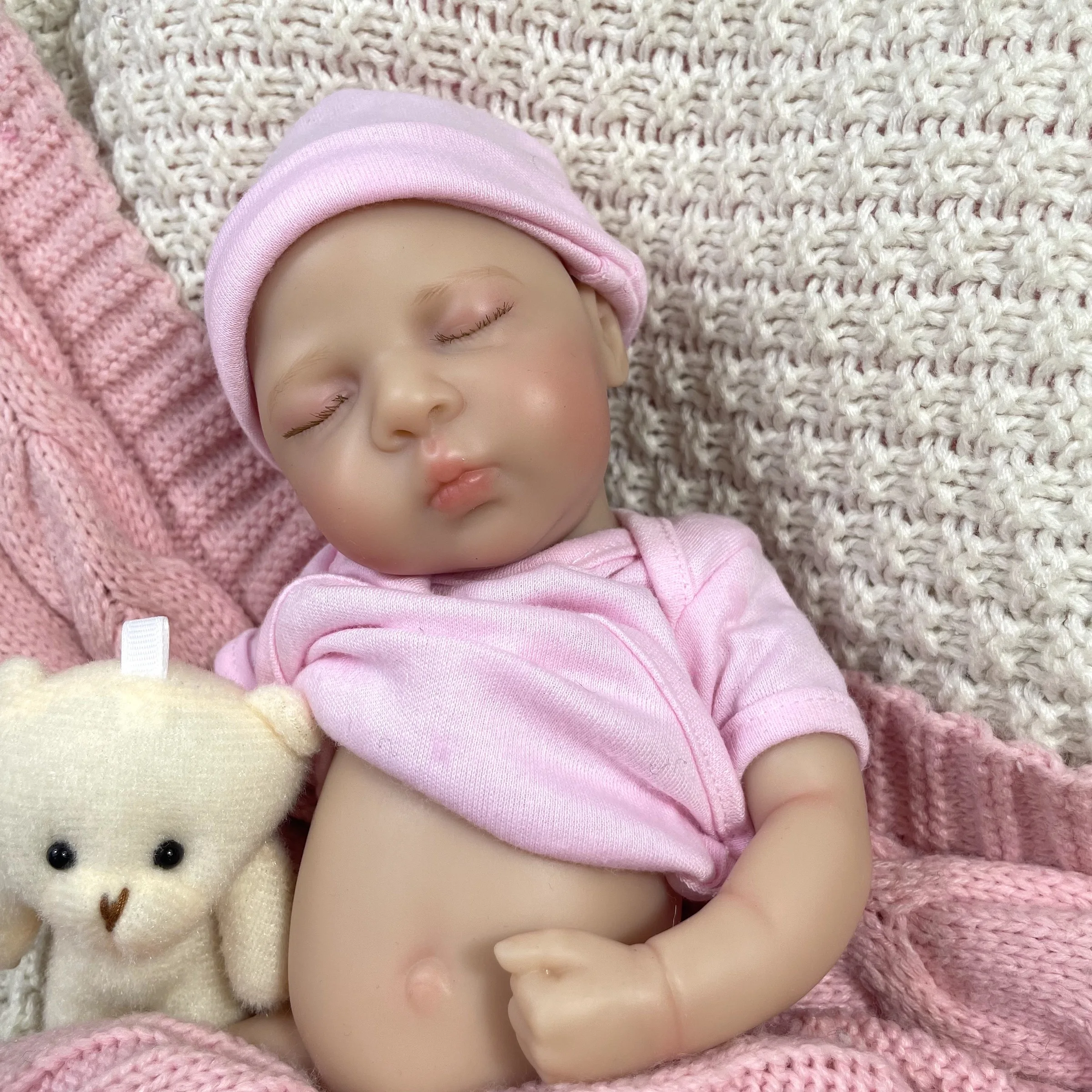 

13-дюймовая окрашенная мини-реборн силиконовая кукла Luna, оригинальная девочка, полностью твердая силиконовая моющаяся кукла, игрушка, Рождественский подарок