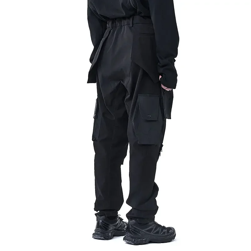 PUPILTRAVEL 20AW Men's Pants Casual Fashion Cargo Pant Techwear Splicing Multi-Pocket Adjustable Waist Streamer Warcore