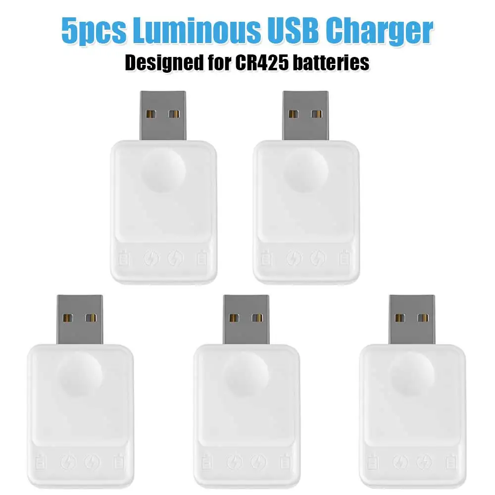 5pcs CR425 Battery USB Charger Luminous Electronic Fishing Float Charger Multiple Safety Protections One-Button Operation
