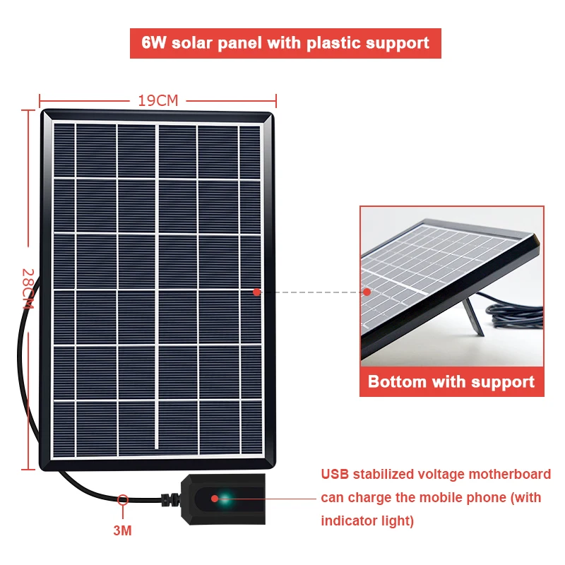 Imagem -04 - Painel Solar Fotovoltaico Geração de Energia Placa Carregamento ao ar Livre à Prova Impermeável Água Usb Carregamento Rápido Power Bank Portátil 5v 6w 10