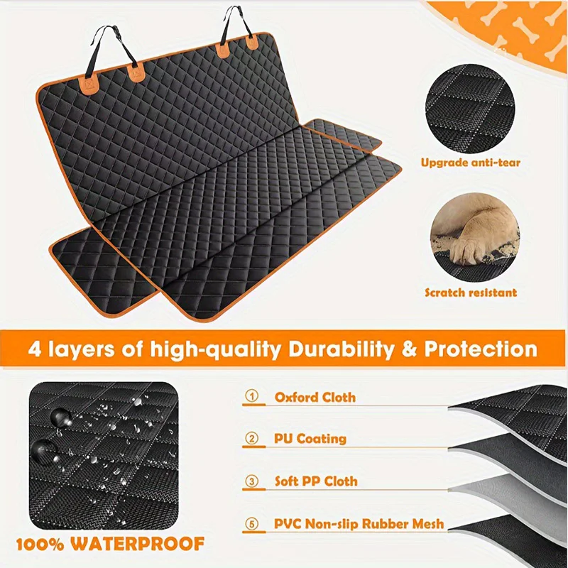 Dog Car Seat Cover Waterproof Pet Dog Carriers Travel Mat Hammock For Small Medium Large Dogs Car Rear Back Seat Safety Pad