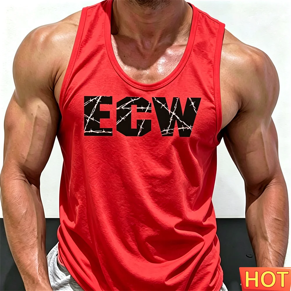 Summer Men's Wrestling training vest Round neck sleeveless sports T-shirt Quick drying tank tops Wrestling men's T-shirts tops