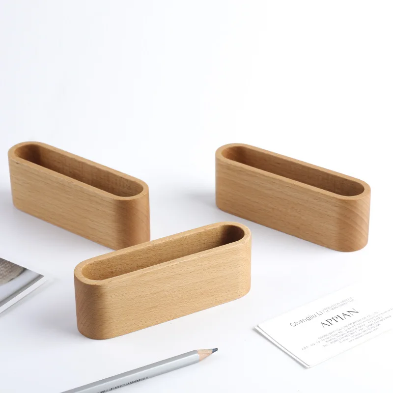 Beech business card holder business office supply wooden business card holder card storage box