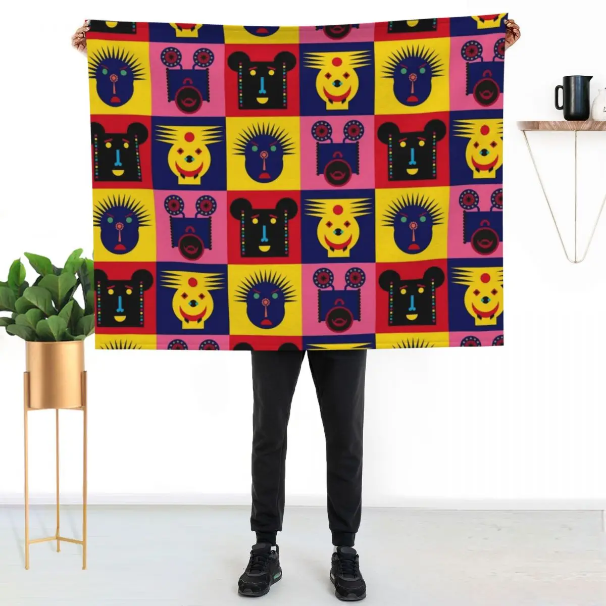 Happy Town Faces 1 Throw Blanket Heavy Blankets For Baby Winter beds Furrys Bed covers Flannels Blankets
