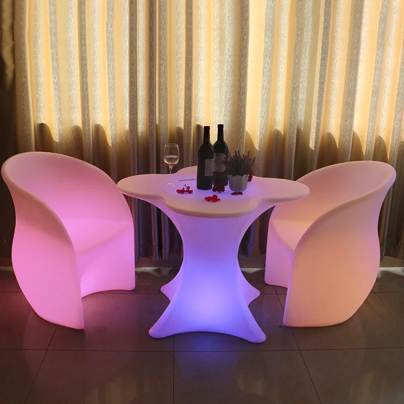 Deluxe Party Decoration LED Luminous Plum Blossom Table Chair Outdoor Balcony Activities Casual Furniture KTV Bar Supplies