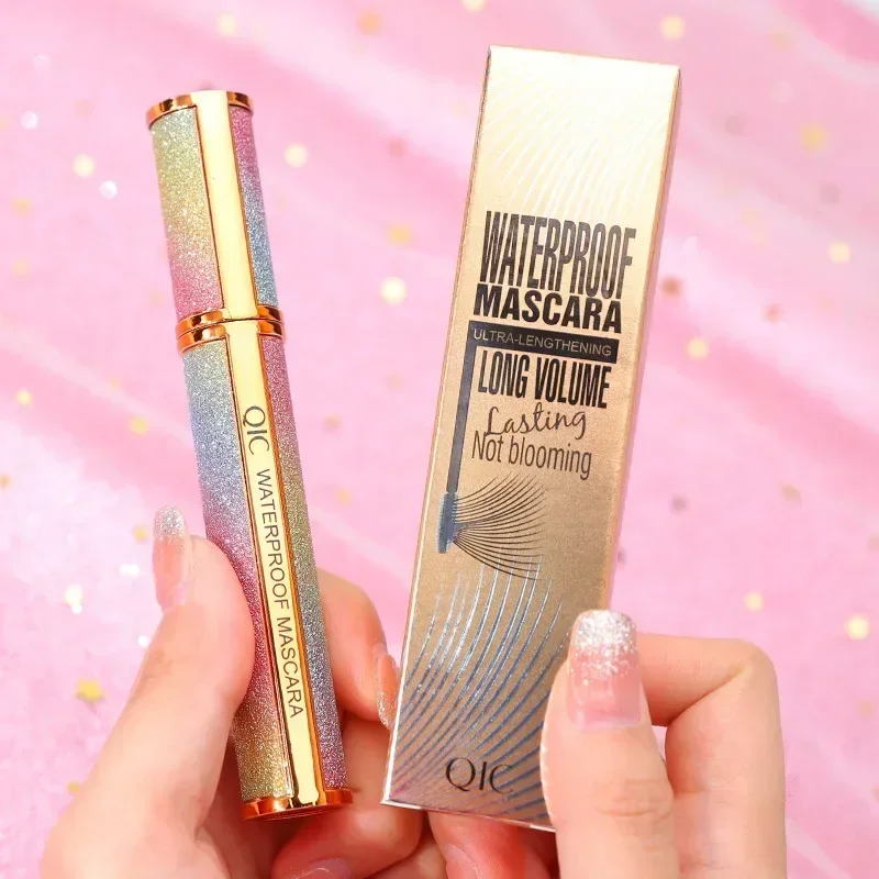 QIC 별이 빛나는 하늘 마스카라 두꺼운 곱슬 길어지는 마스카라 방수 지속 페이딩 없음 빠른 건조 아이 라이너 펜 직업 아이 메이크업