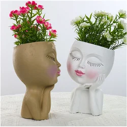 Creative Fashion Garden Face Gill Pot Resin Decoration Family Desktop Villa Balcony Courtyard Decorative Doll Fleshy Flower Pot