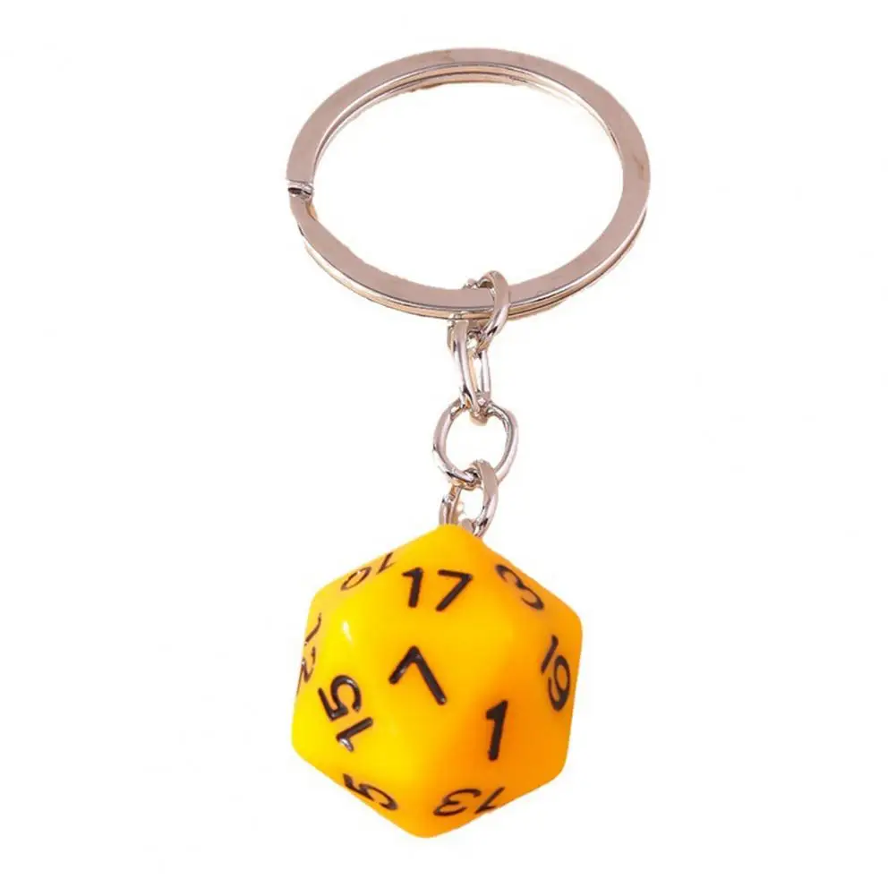 Creative Dice Keychain 20 Sides Number Curved Stainless Chain Geometric Car Key Holder Handbag DIY Pendant Key Organizer