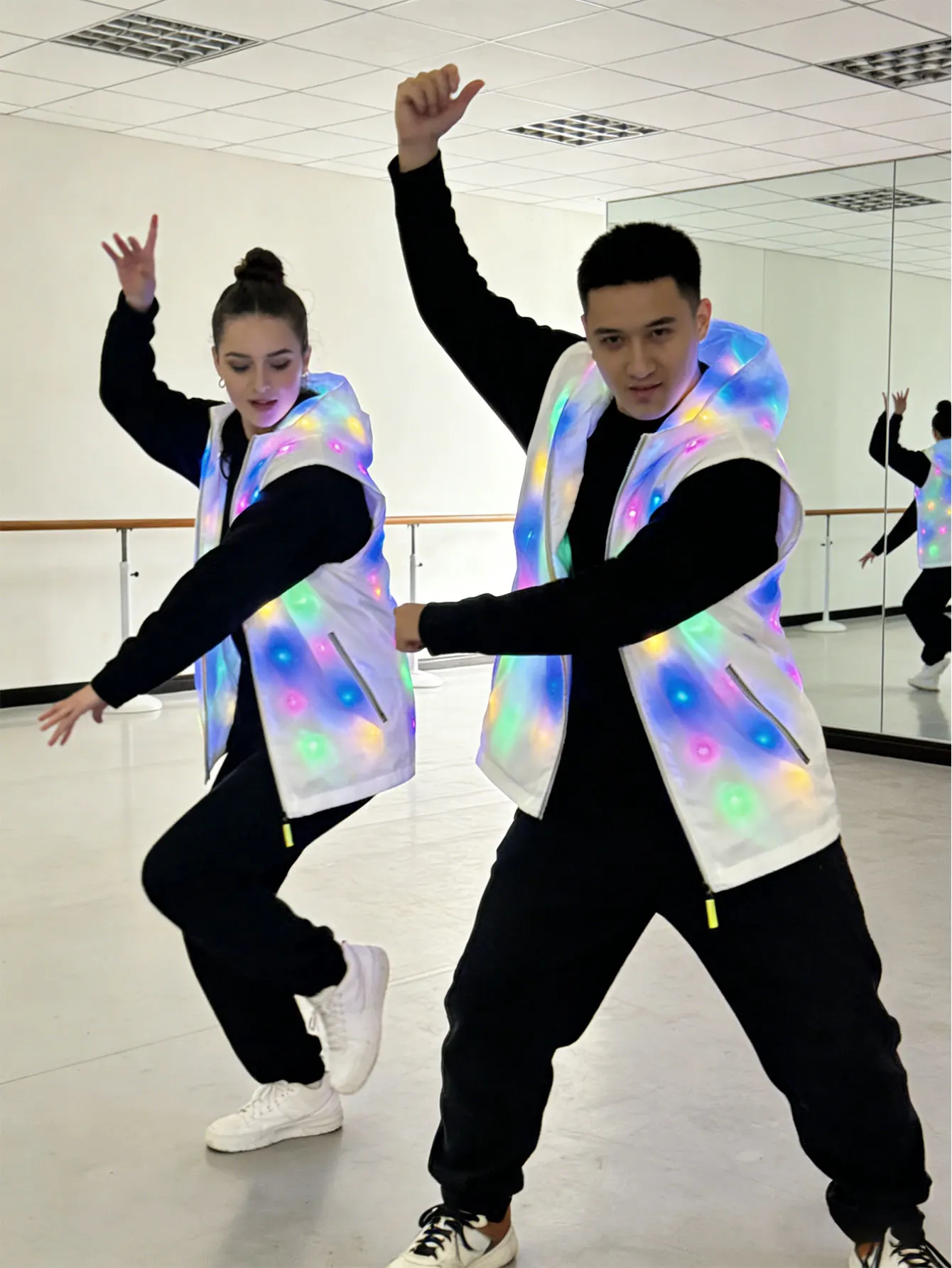 

White Dance Vest Party Dance White Jacket Sleeveless Party Jacket (Battery Not Included)