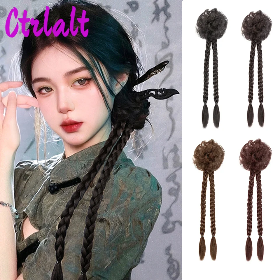 Synthetic Ponytail Women's New Chinese Hanfu Ancient Style Wig Braids Republic Of China Style Retro Low Ponytail