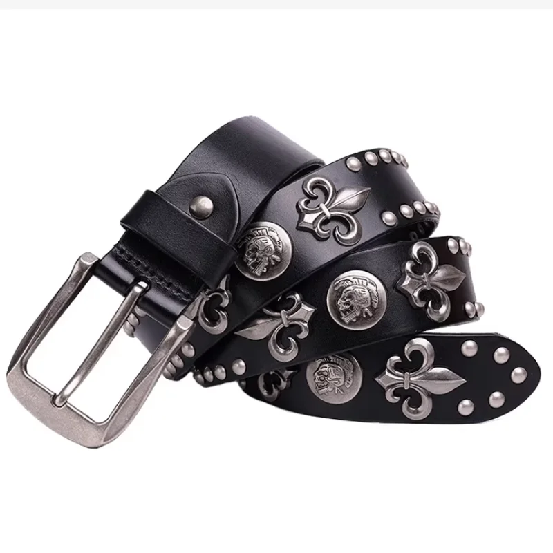 First Layer Cowhide Leather Belt Needle Buckle Metal Belt